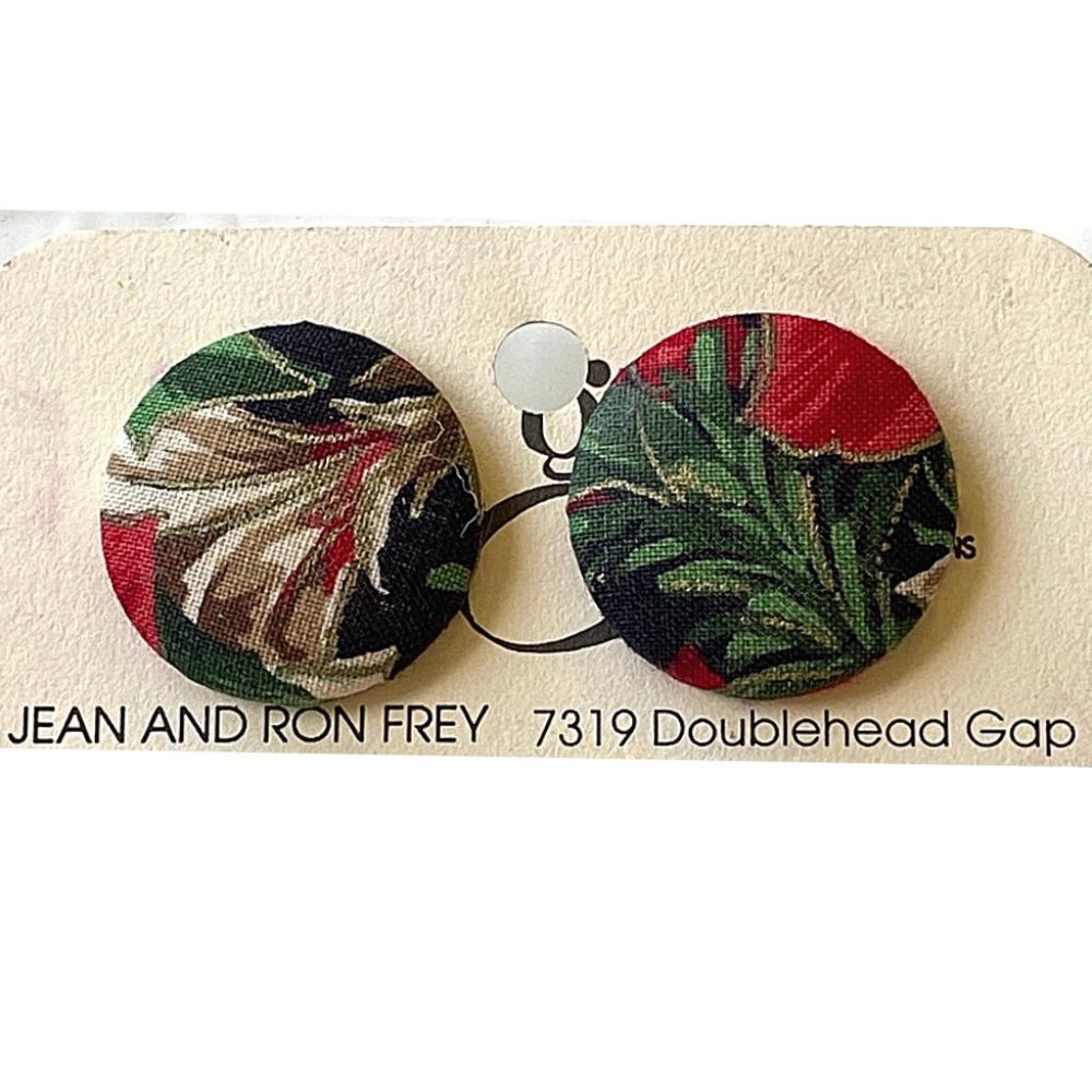 Vintage Artisan Floral Fabric Pierced Earrings